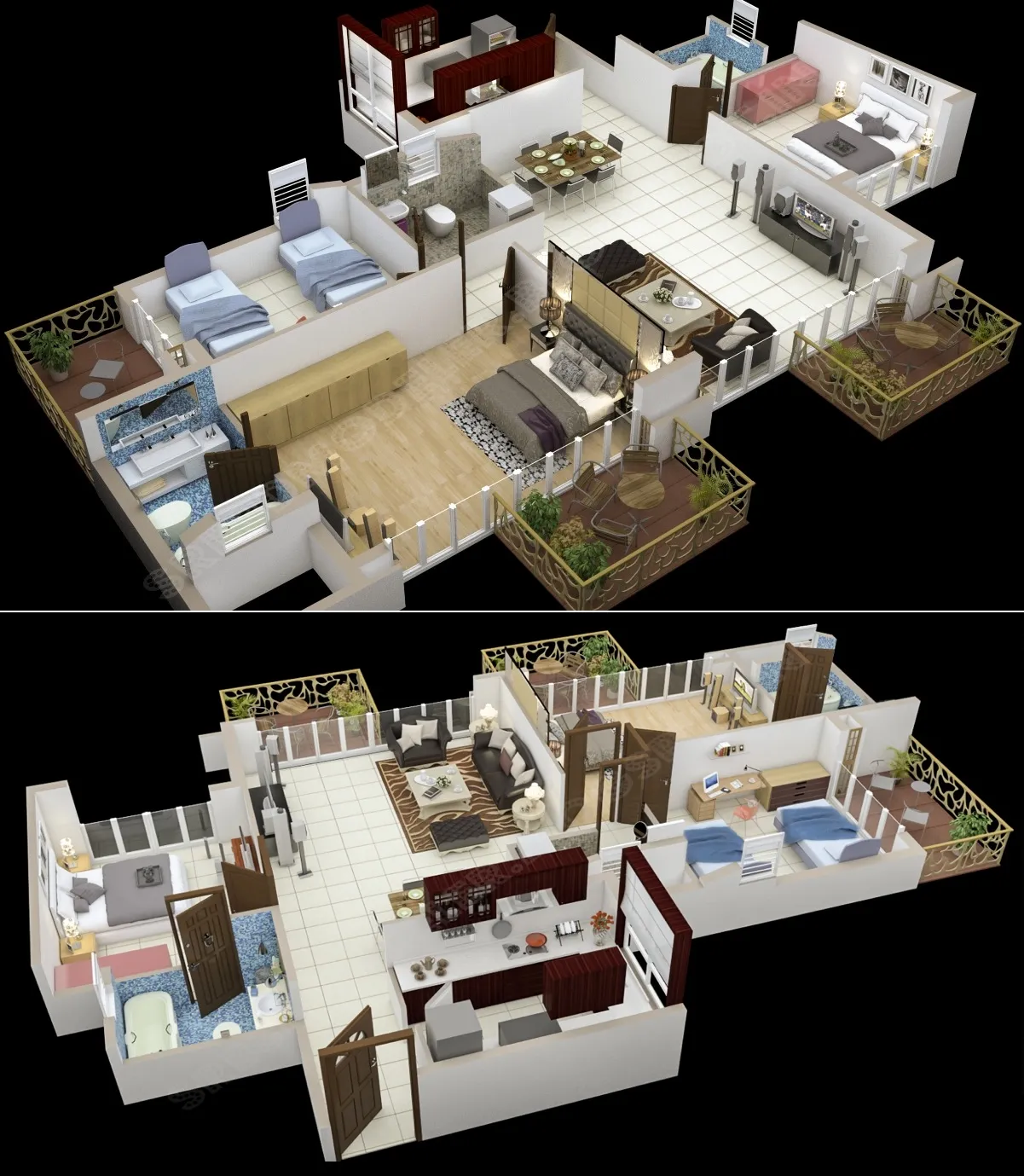 Планы трехкомнатных квартир с размерами - 50 вариантов проектов - D-Hause