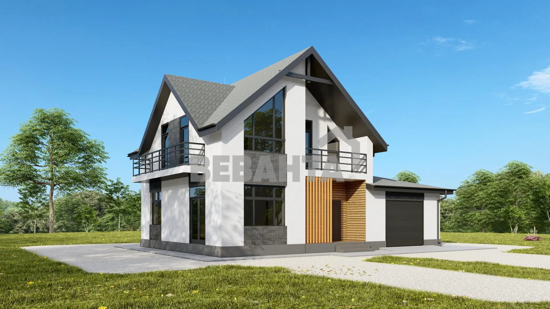 Проекты двухэтажных домов с мансардой - D-Hause